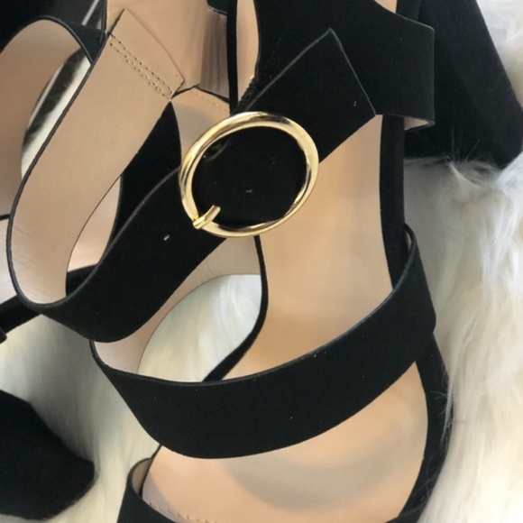 Qupid Suede Black Block Heels - Picture 6 of 6